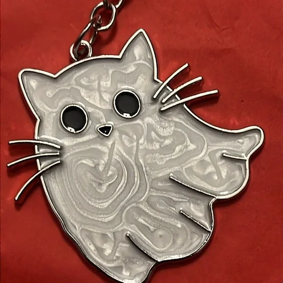Silver Cat Ghost Keychain / Bag Charm NWT Spooky Halloween Keys - Picture 5 of 7